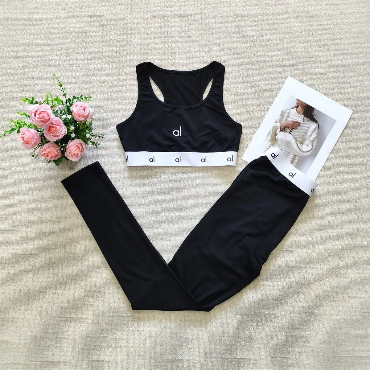 Women's Yoga Suit Set Letter Print