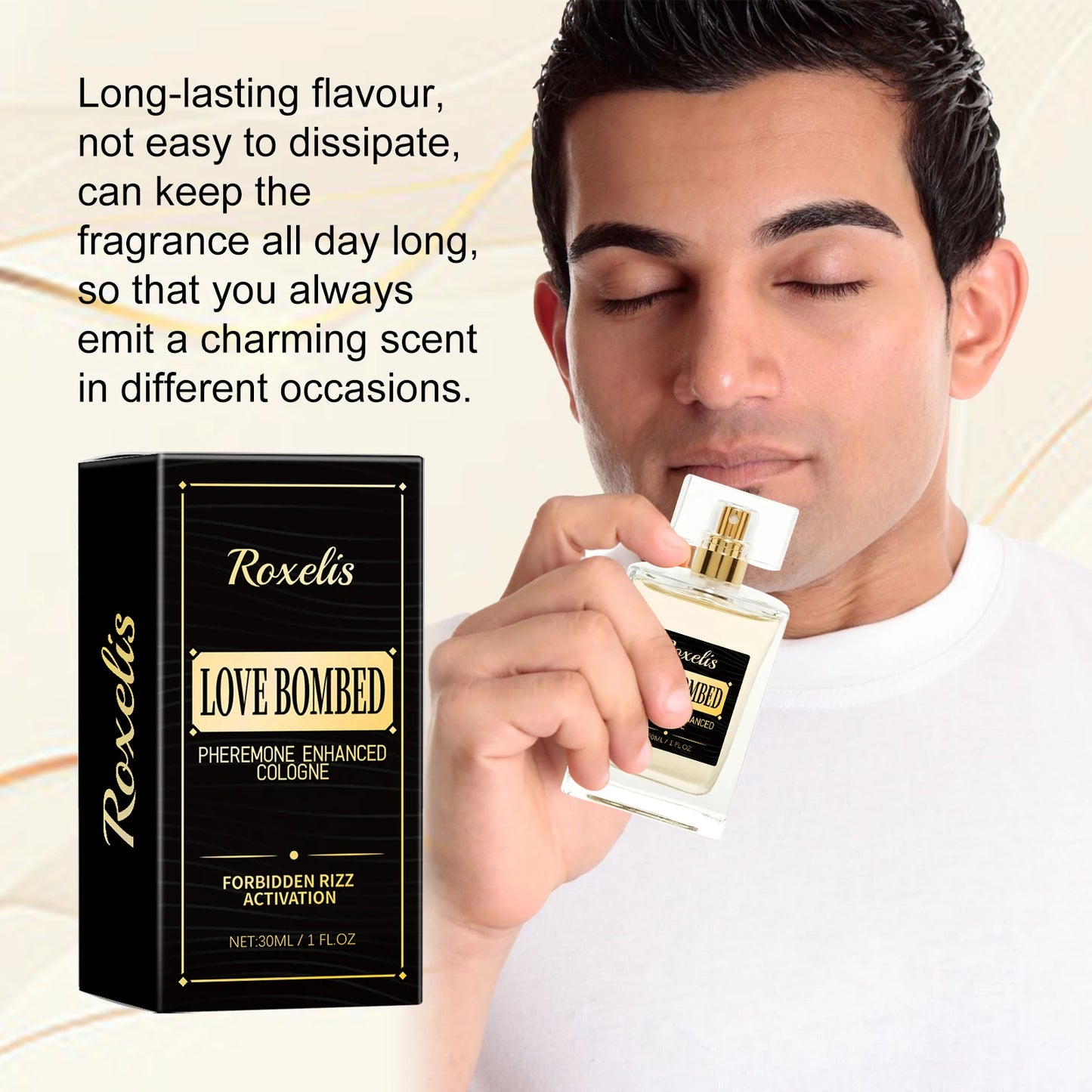 ROXELIS Pheromone Enhanced Cologne Men Perfume Spray Flirting Long Lasting Scent Romance Date Attract Intimate Partner 1 OZ 30ml