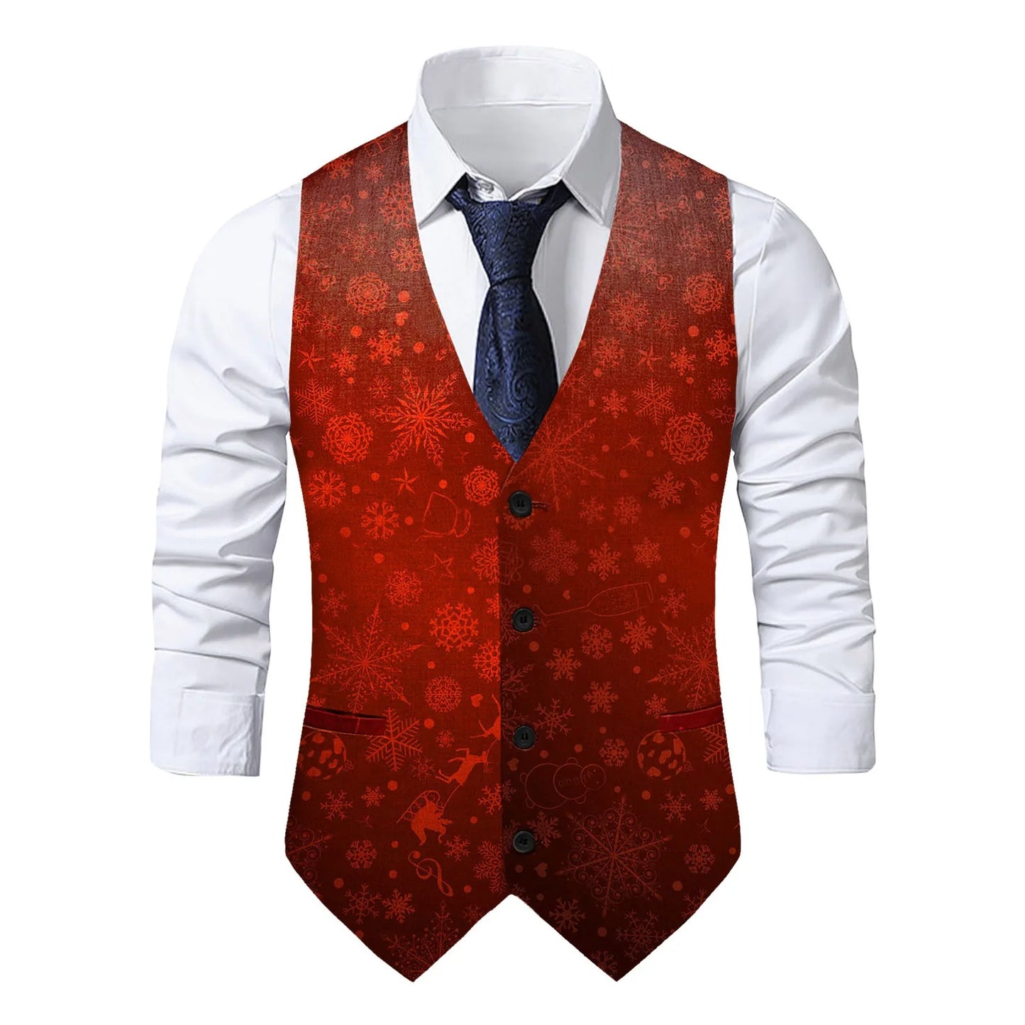 Christmas Theme Printed Men Suit Vest