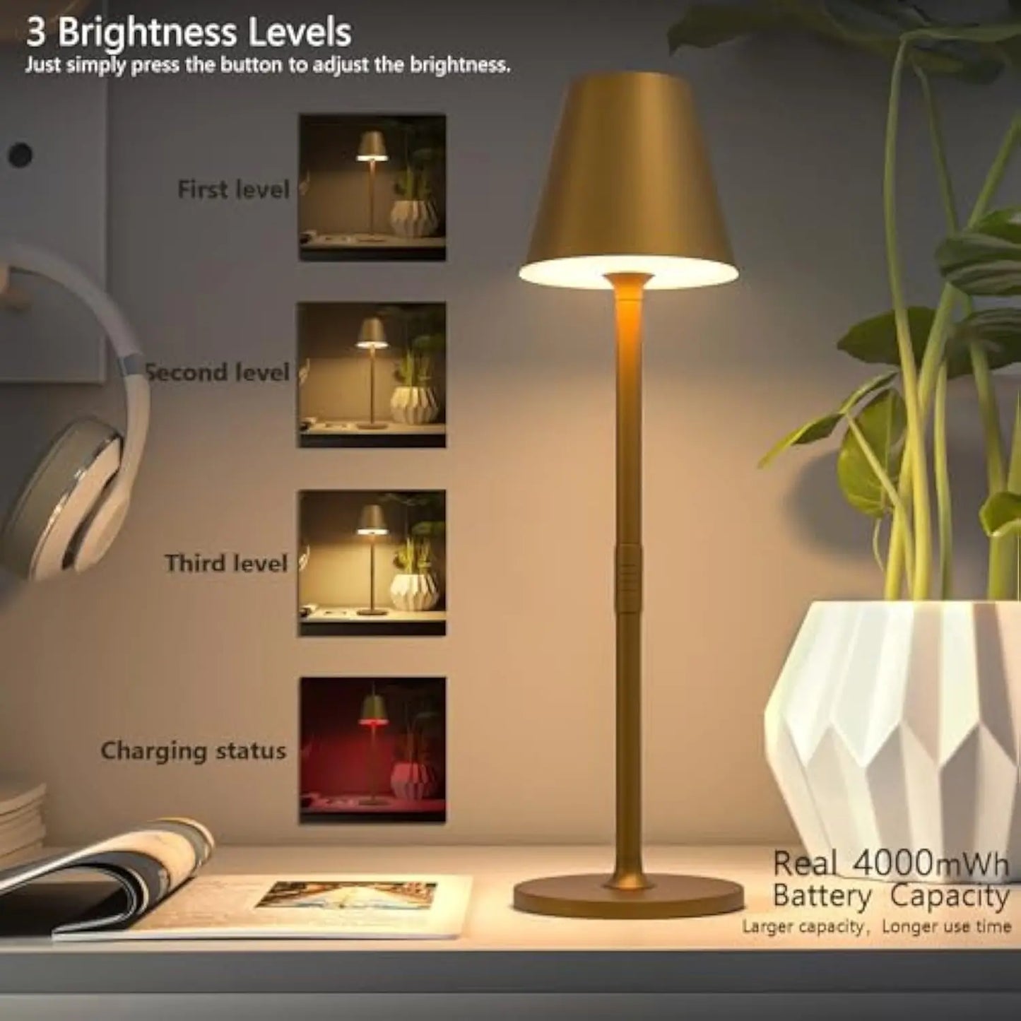 LED CordlessTable Lamp with Rechargeable Battery
