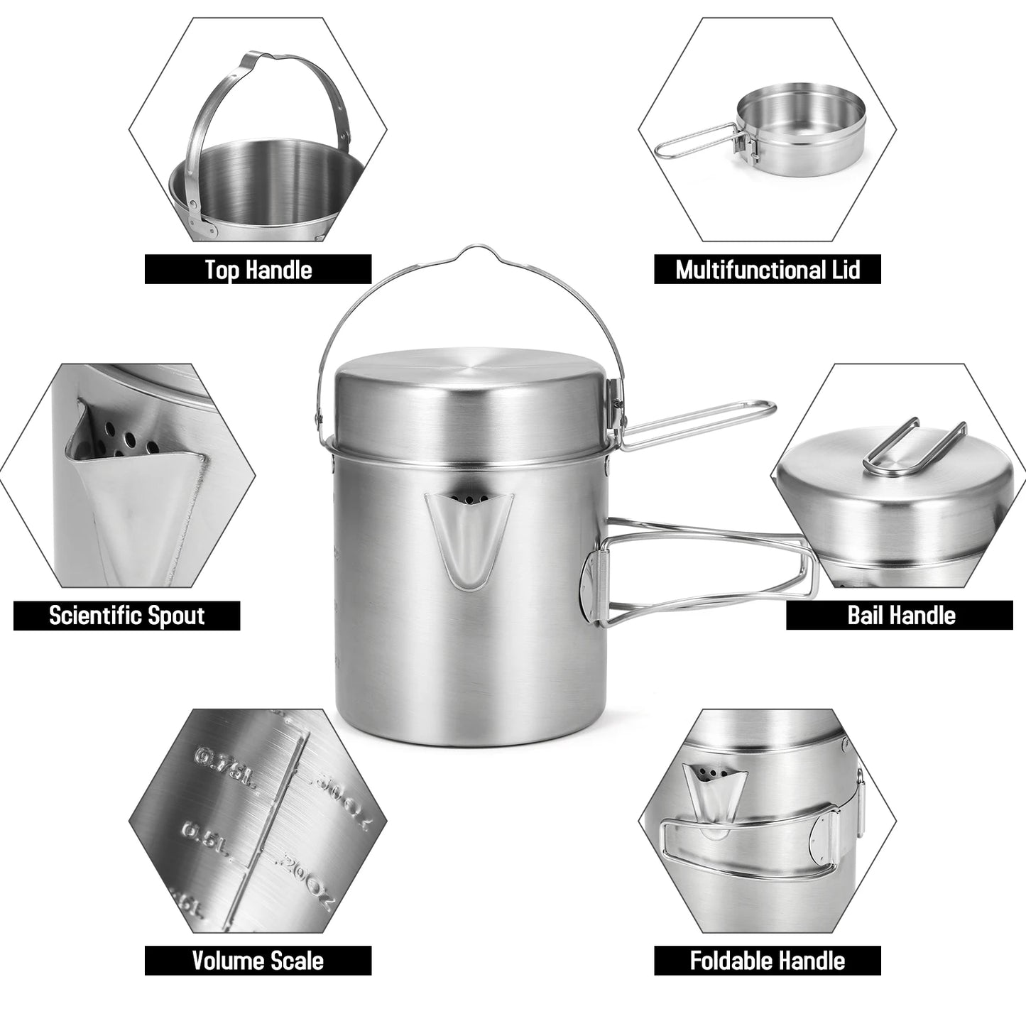 1L Stainless Steel Cooking Kettle