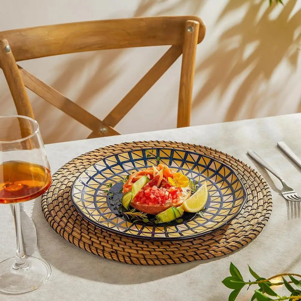 Porcelain Dinner Plates Set 6 Modern Geometric