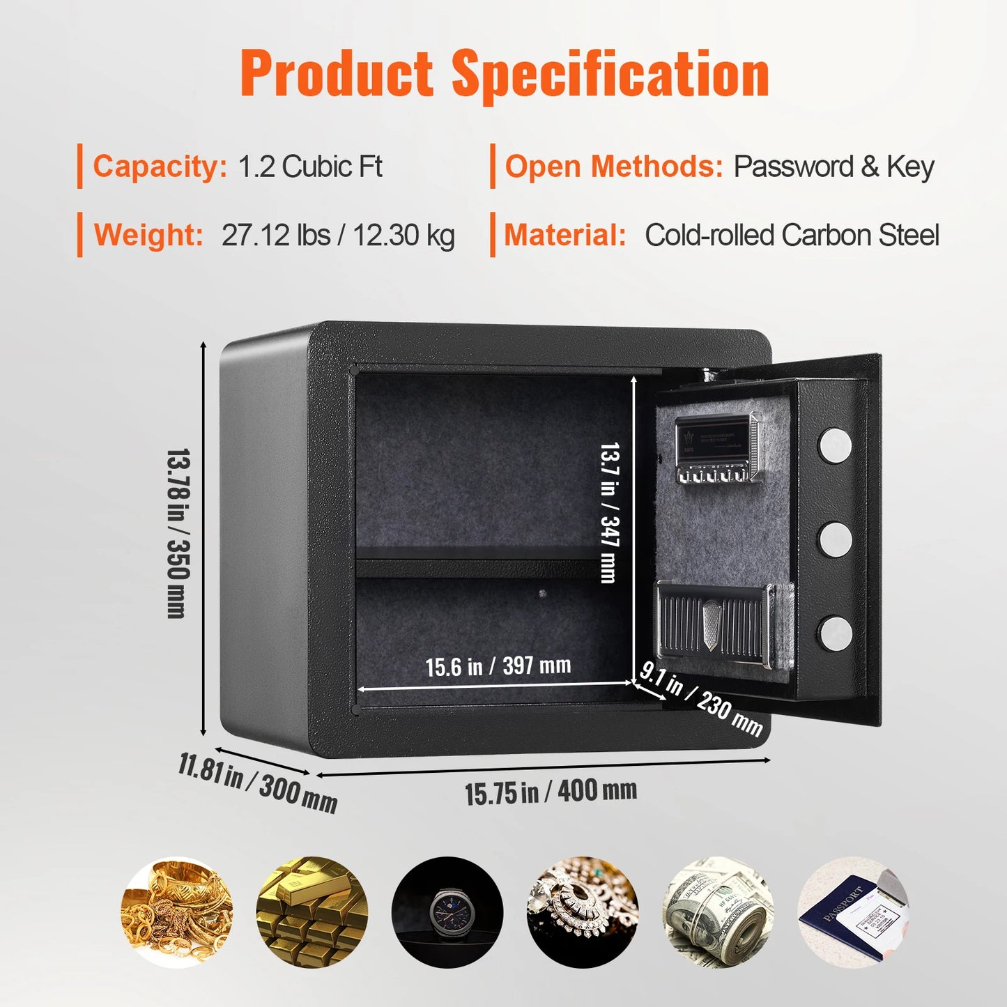 VEVOR 1.2/0.5 Cubbic Fit Electronic Safe Deposit Box