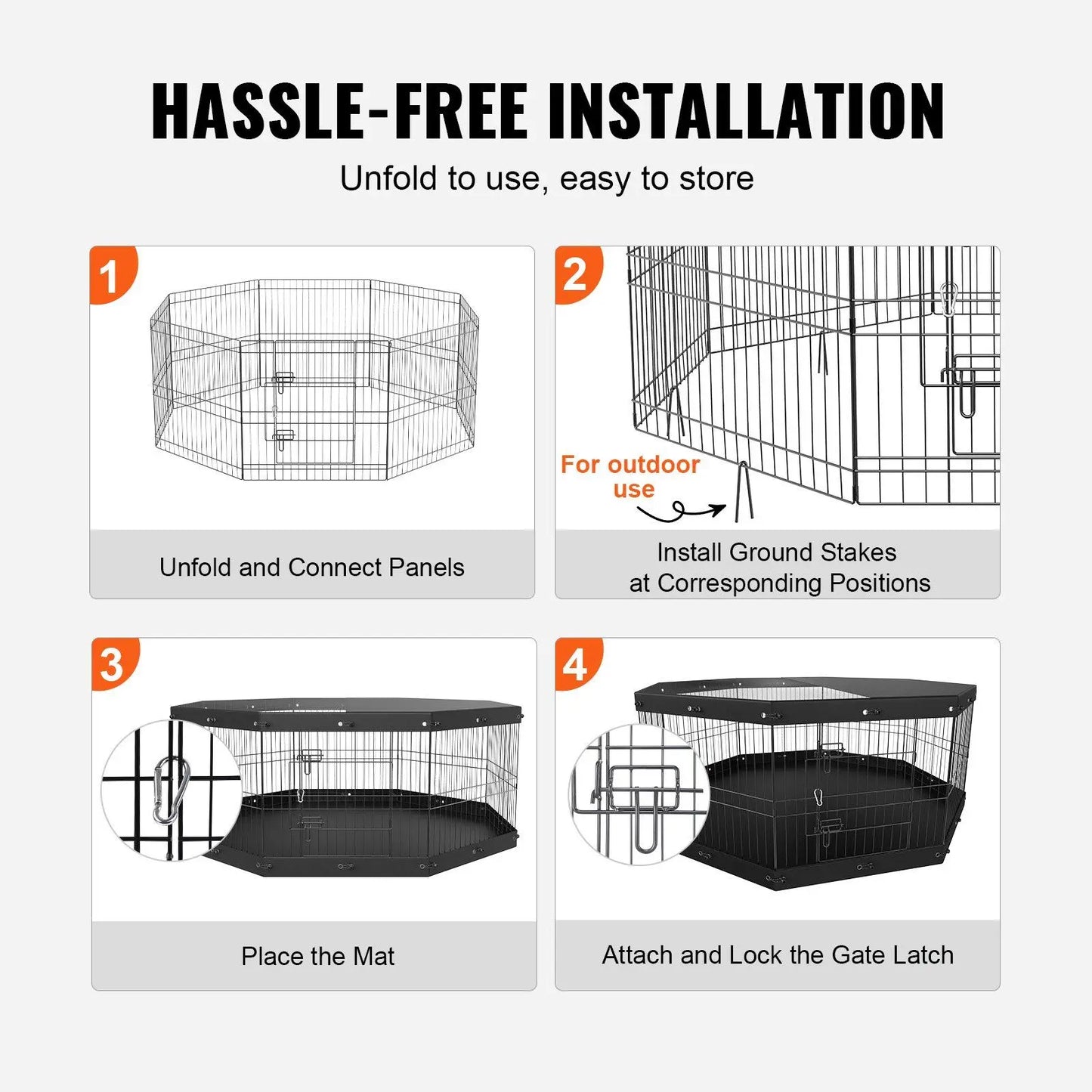 Dog Playpen, 8 Panels Foldable Dog Exercise Pen