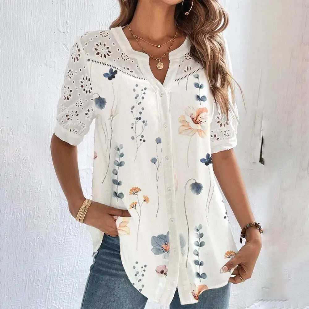 Temperament Casual Lace Woman Shirt