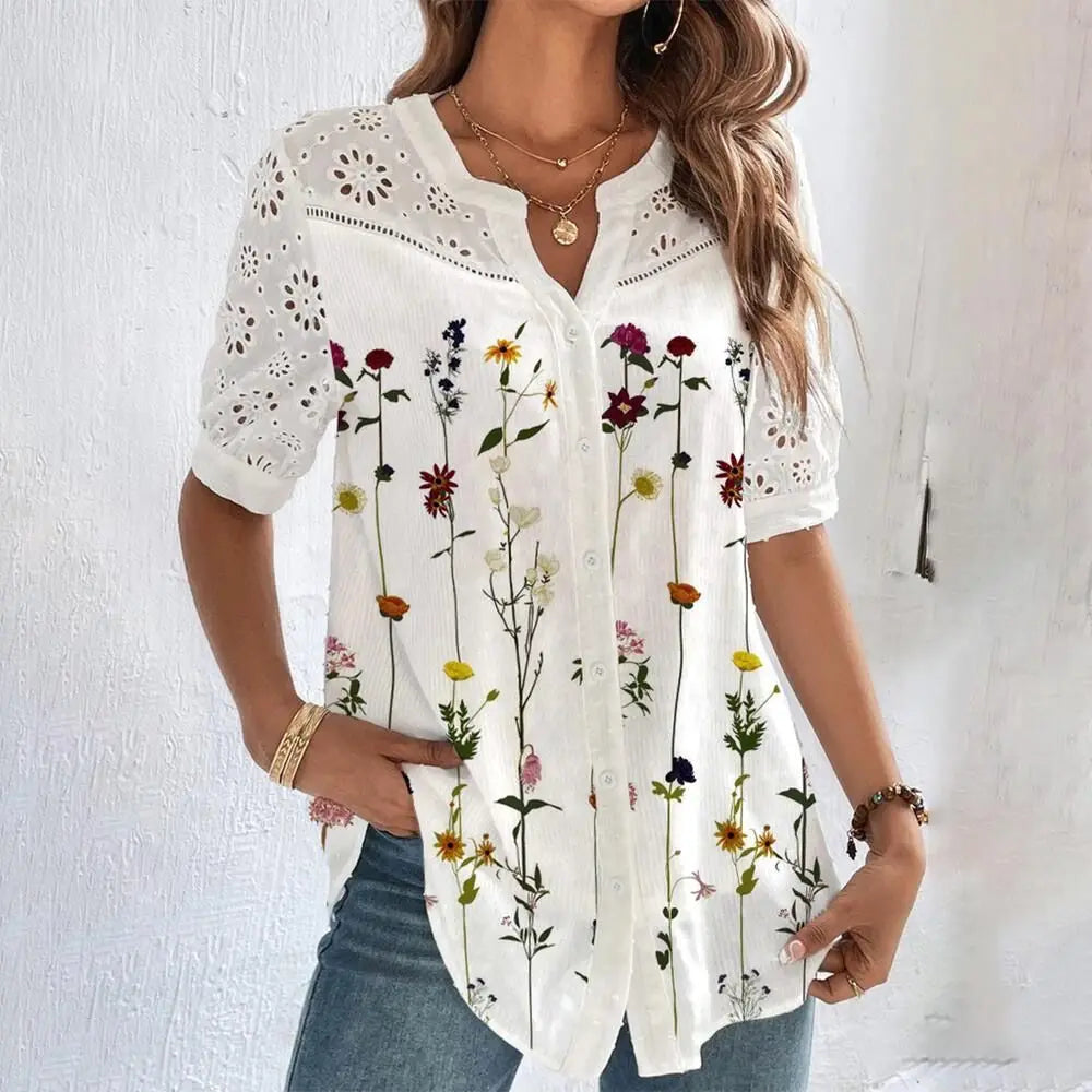 Temperament Casual Lace Woman Shirt