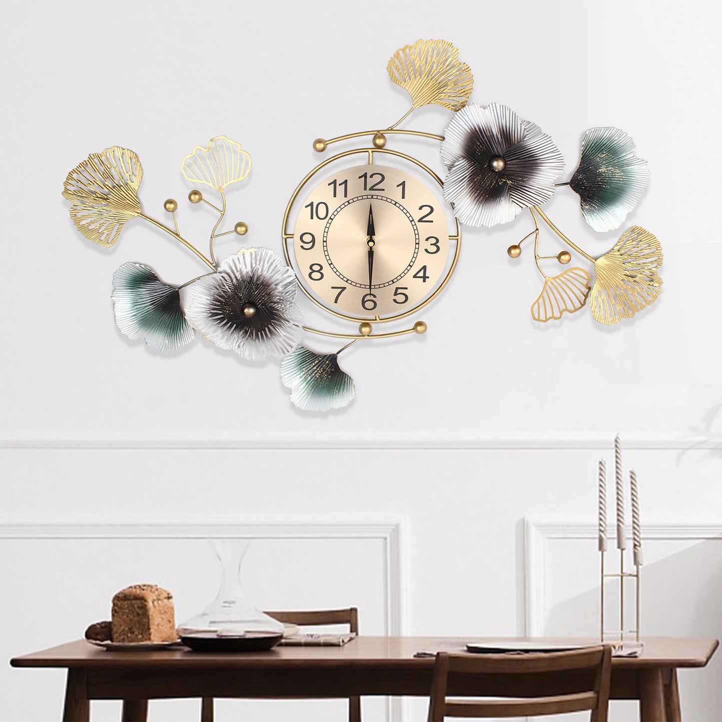 Light Luxury Atmosphere Ginkgo Leaf Wall Clock