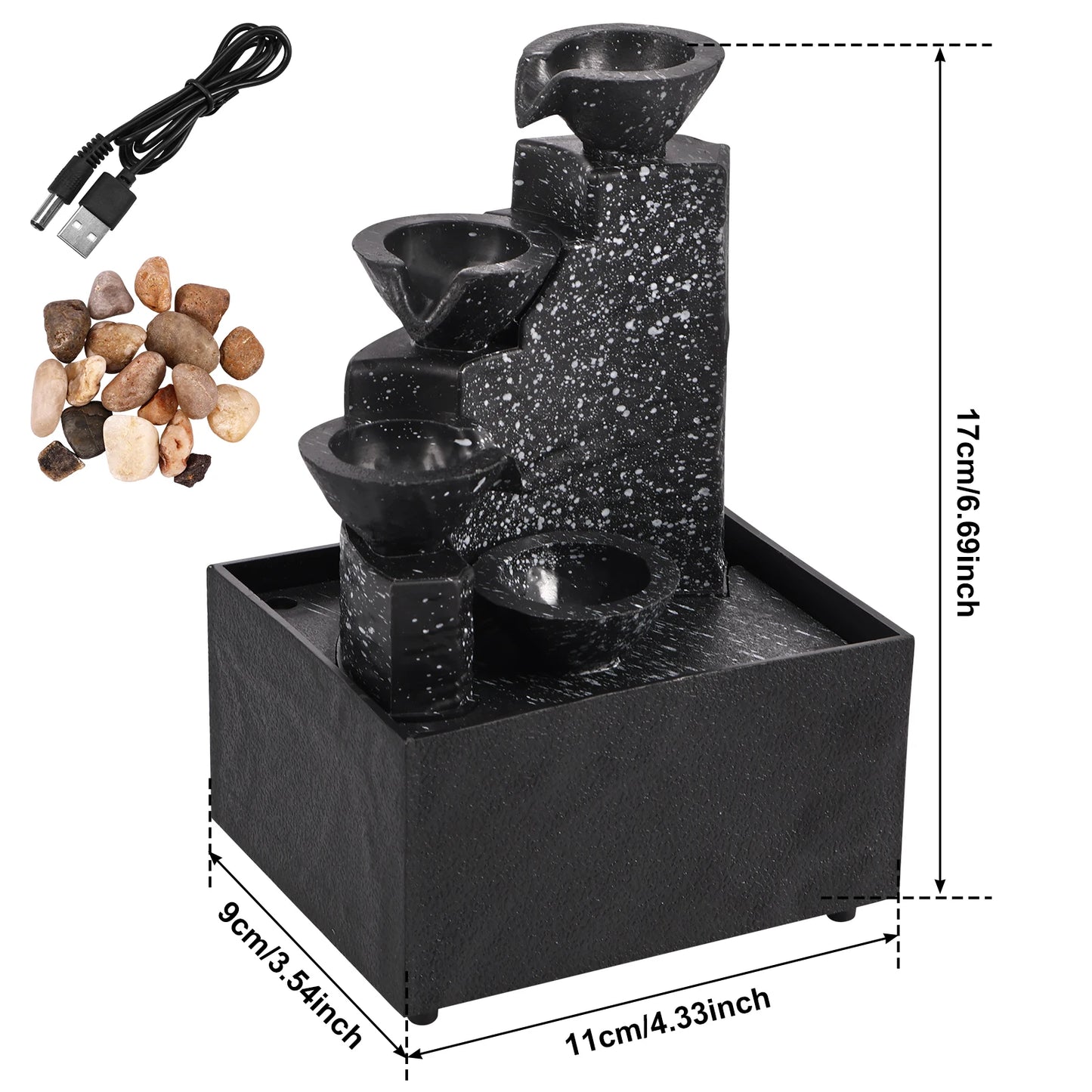 Tabletop Water Fountain, with Soft Lights