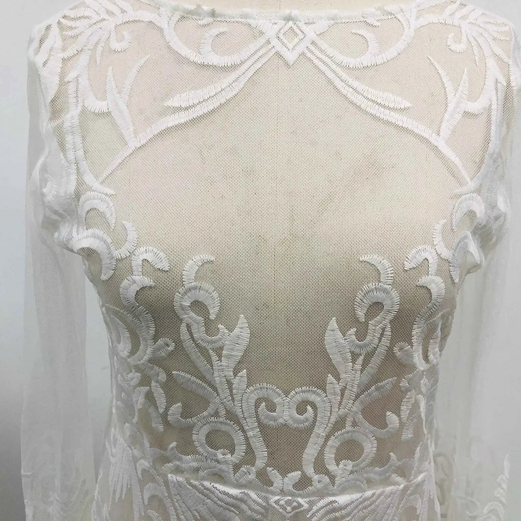 Sexy Solid Color Long Sleeve Dress Lace See-Through