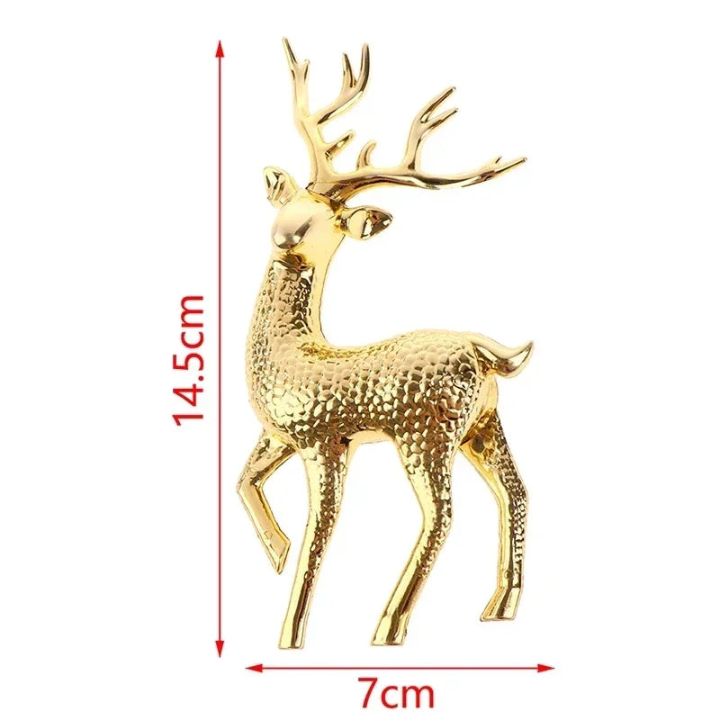 Gold Deer Statue Reindeer Figurines Plastic Elk Sculpture