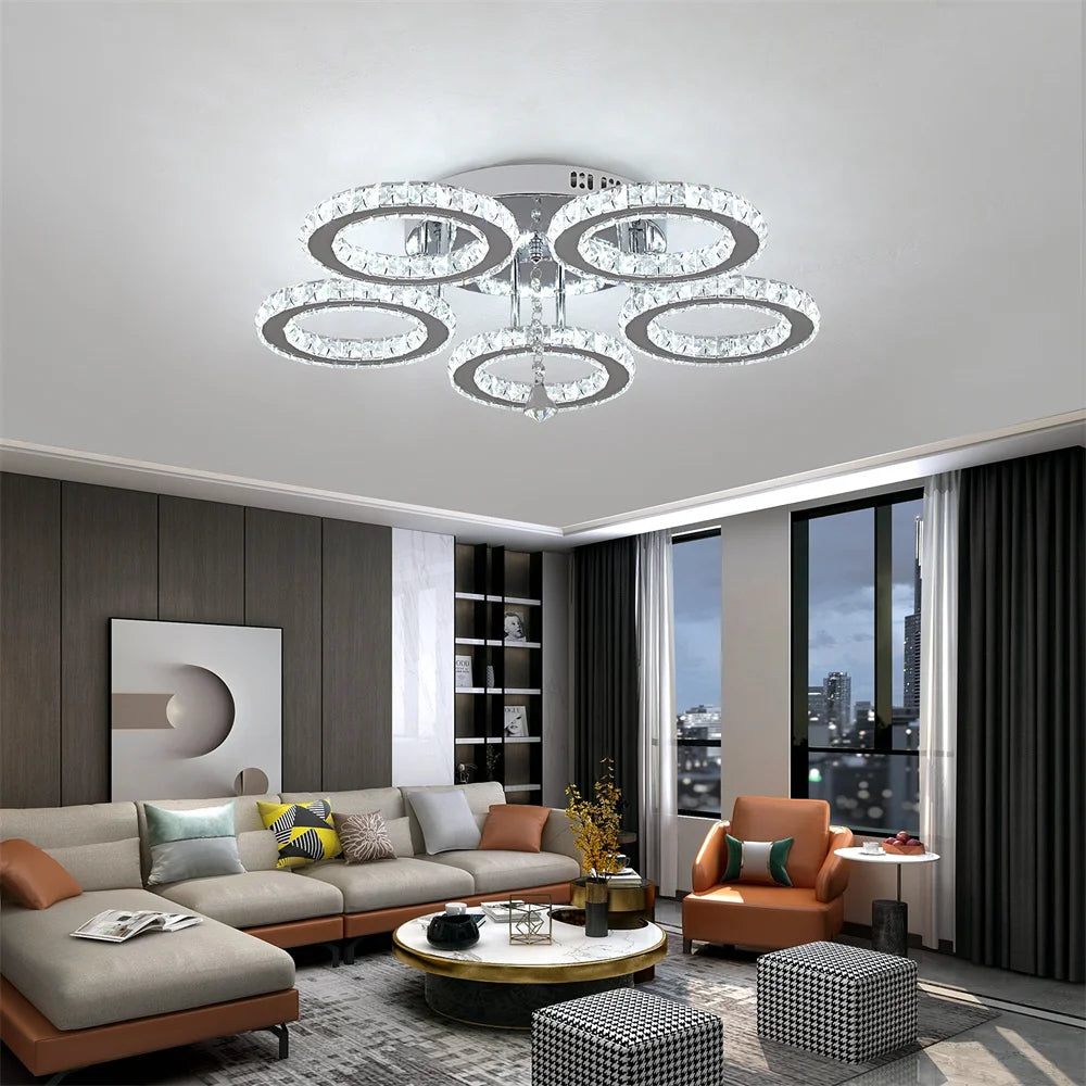 Modern Crystal Chandelier with Ceiling Light