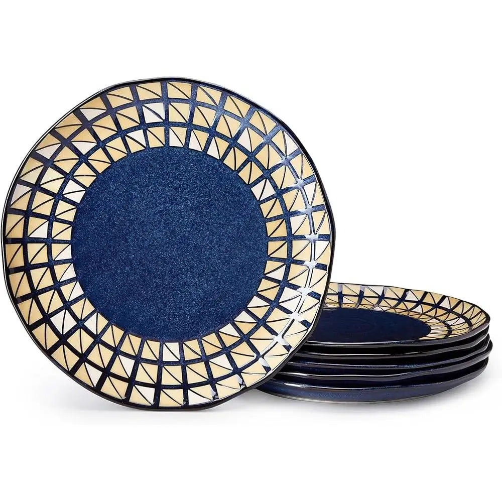 Porcelain Dinner Plates Set 6 Modern Geometric