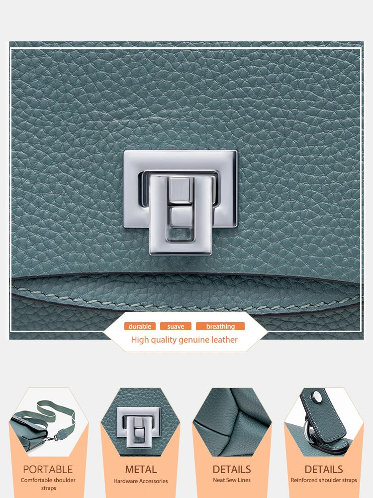 Zency Genuine Leather Top-handle Bag For Women