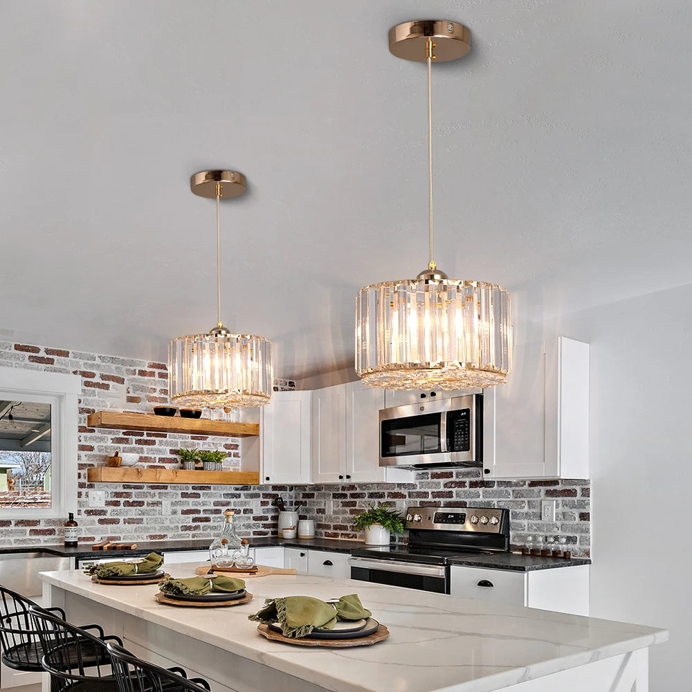 Gold/Black Crystal Pendant Light