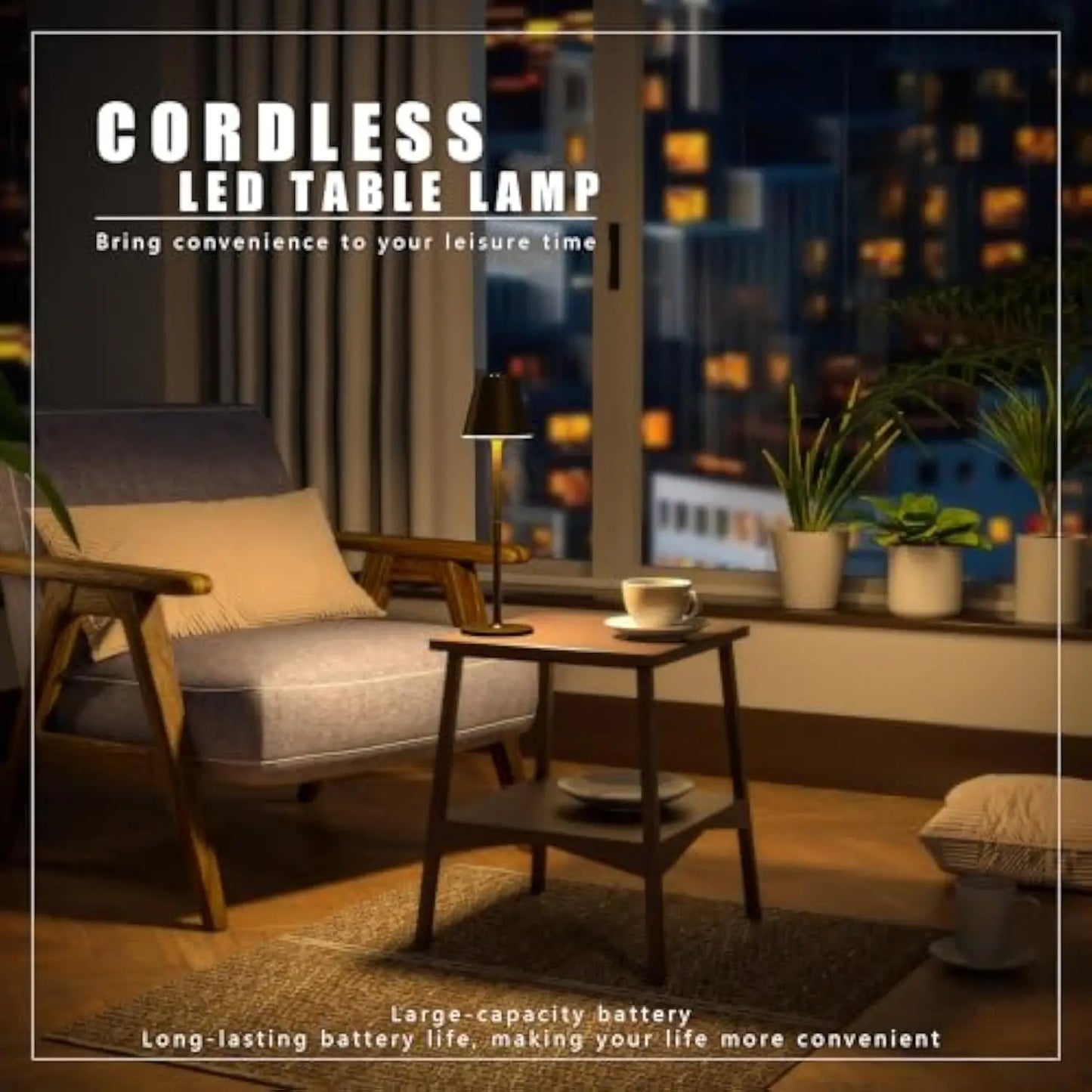LED CordlessTable Lamp with Rechargeable Battery