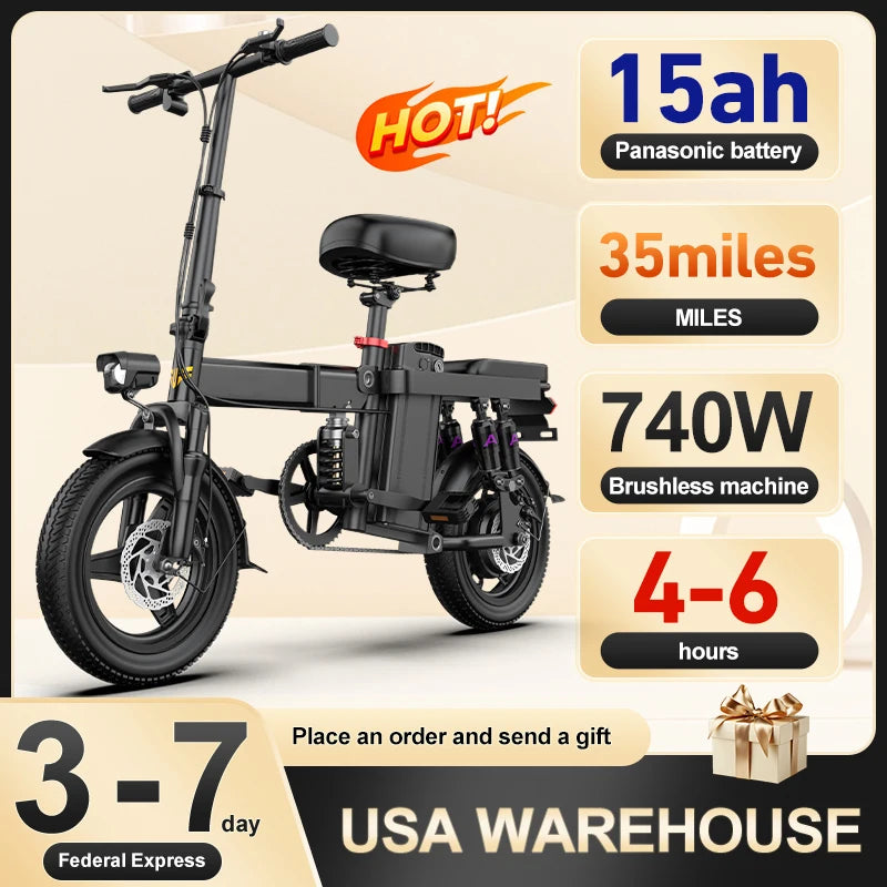 740W electric bicycle, suitable for adults,