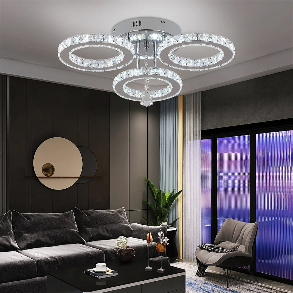 Modern Crystal Chandelier with Ceiling Light