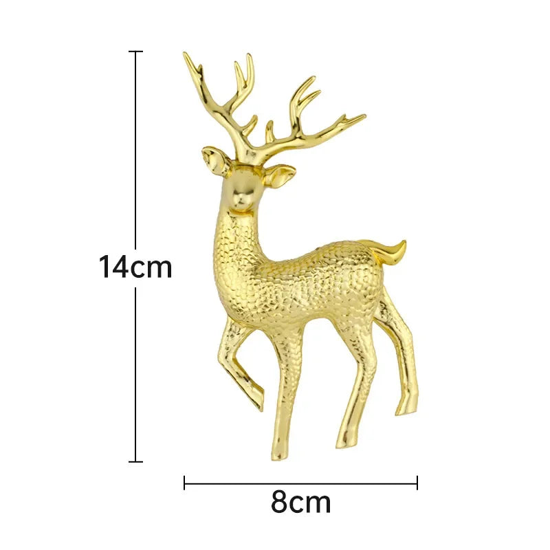Gold Deer Statue Reindeer Figurines Plastic Elk Sculpture