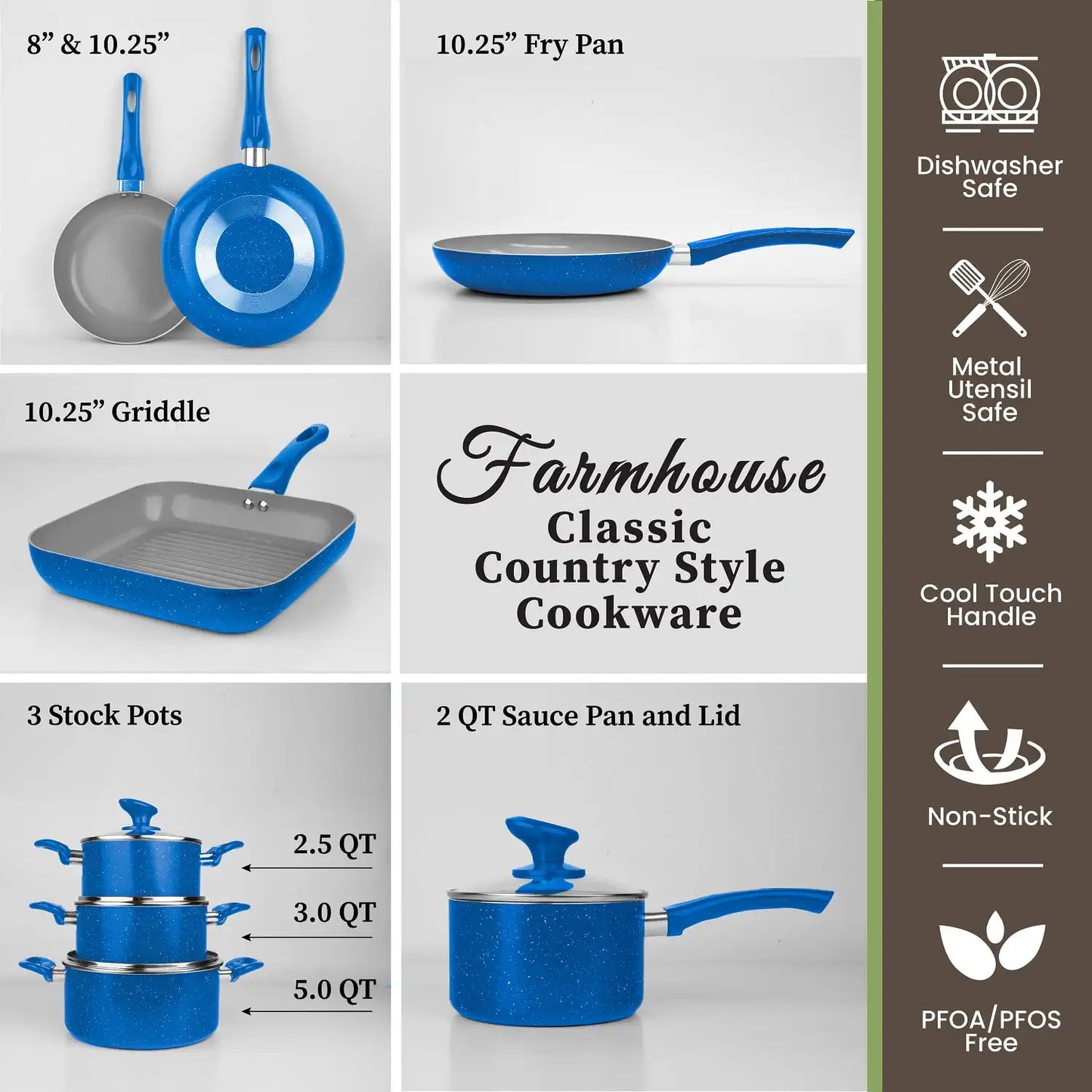 Nonstick Pots and Pans 13 Piece Set Kitchen Cookware