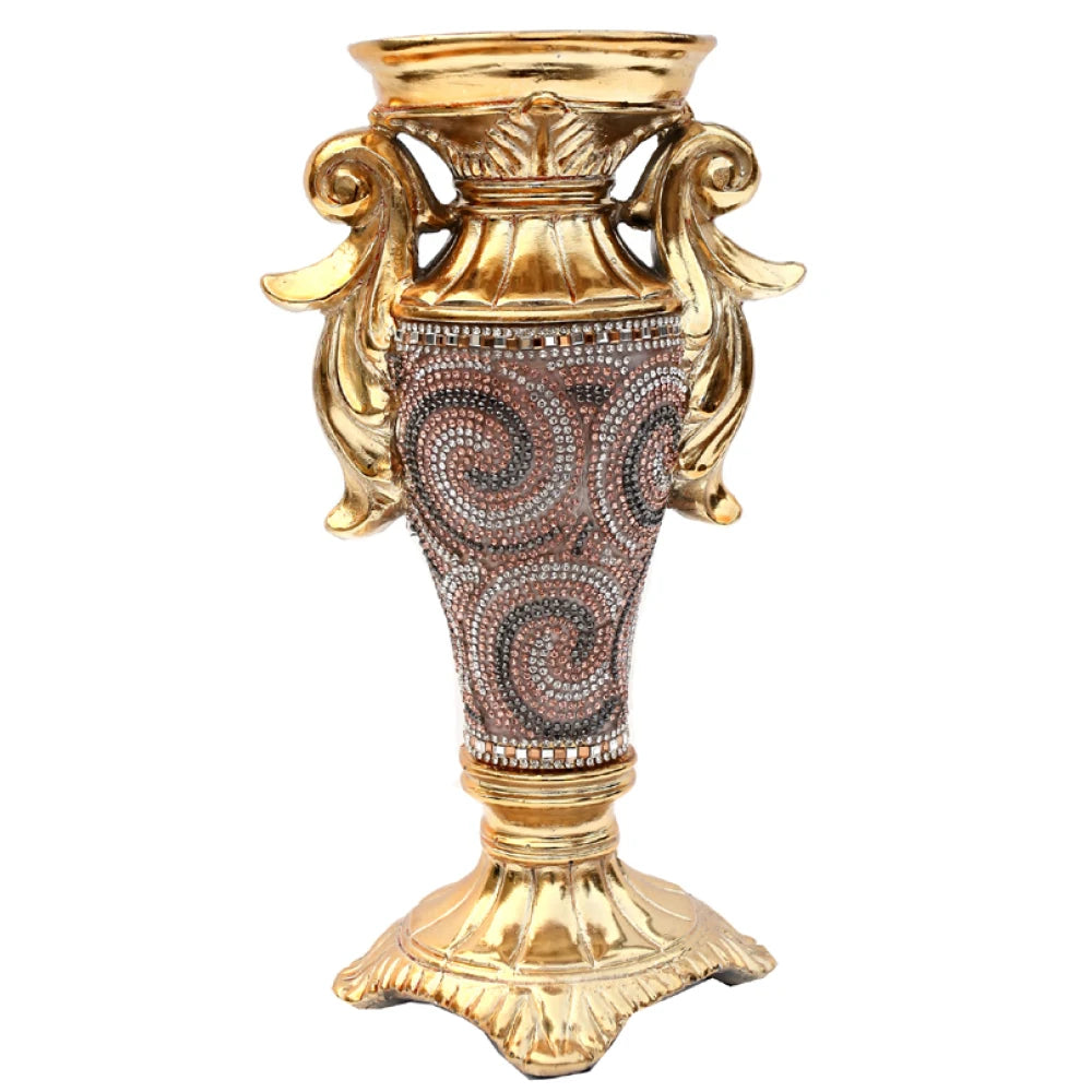 Ambrose Chrome Plated Crystal Embellished Ceramic Vase