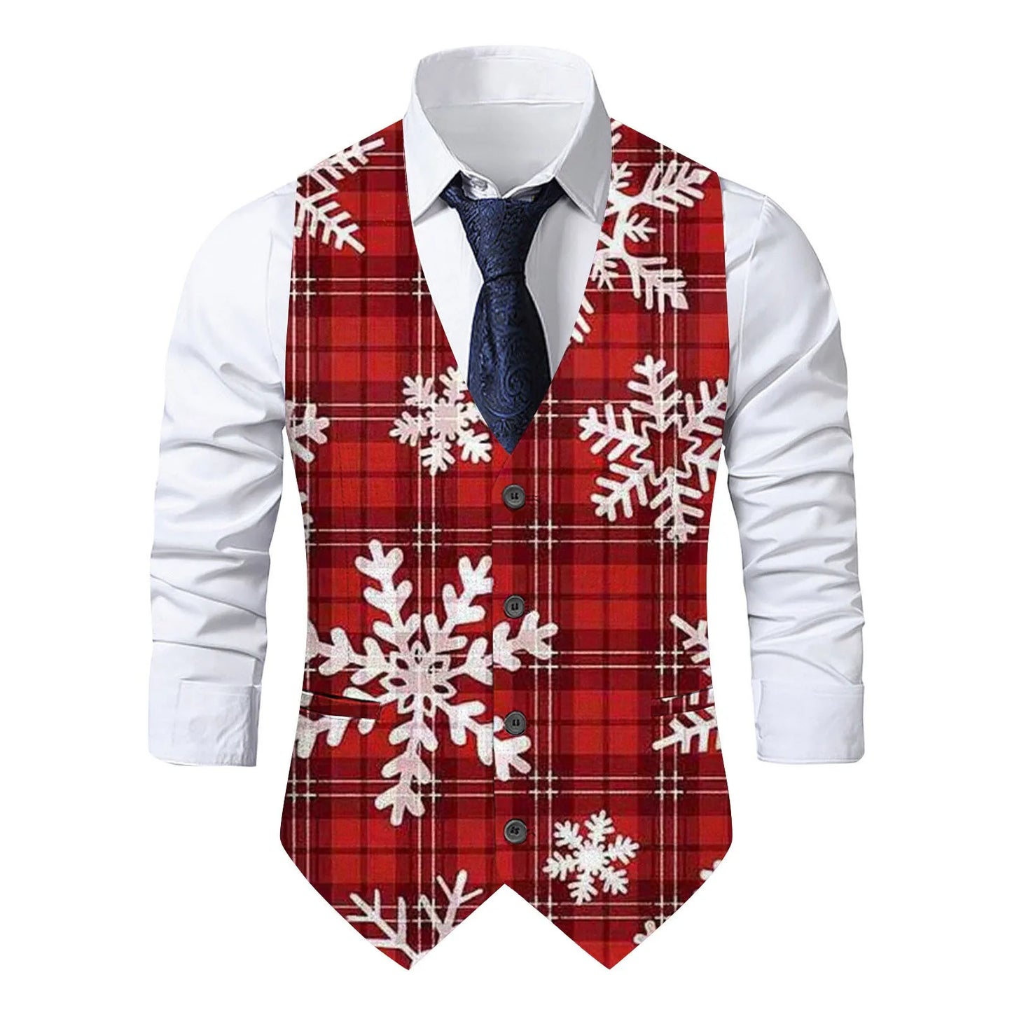 Christmas Theme Printed Men Suit Vest