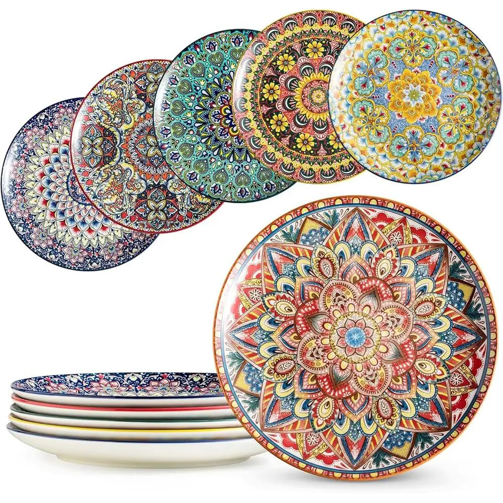 Bohemian Dinner Plates Set of 6 Large Porcelain