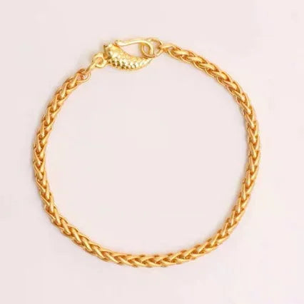Boutique AU999 gold bracelet interlocking wheat ear bracelet 24K pure gold light luxury fashion all-match real gold hand jewelry