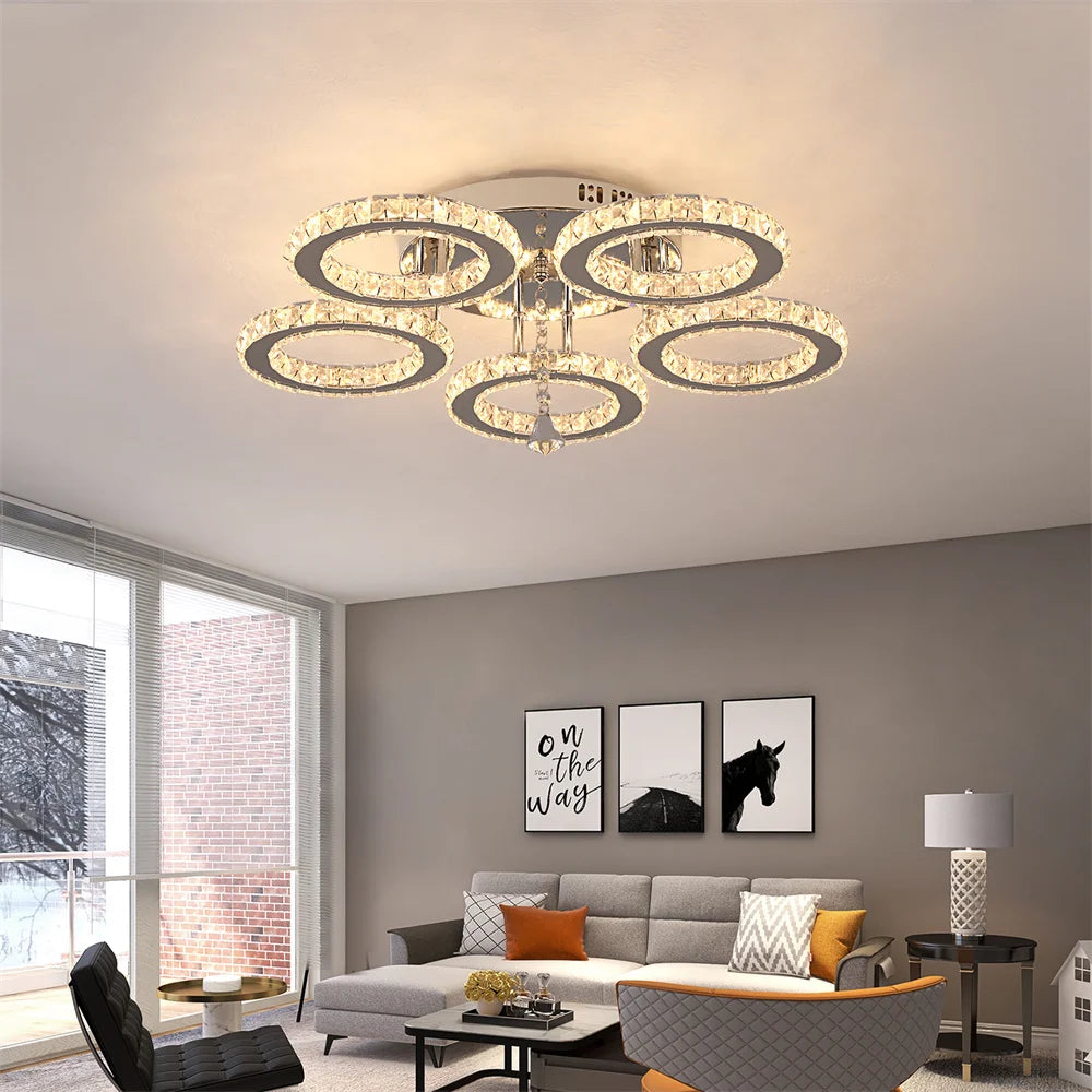 Modern Crystal Chandelier with Ceiling Light