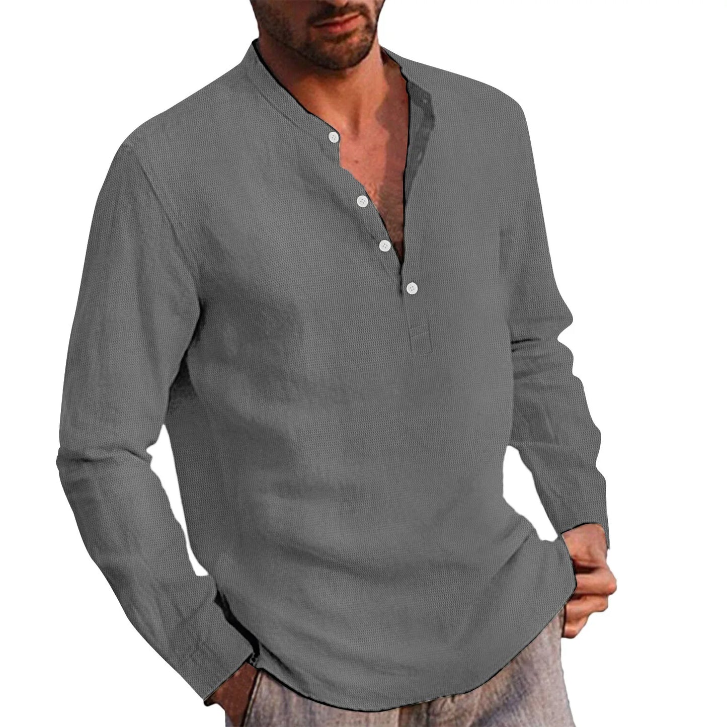 2025 New Spring Autumn Men Waffle Shirt
