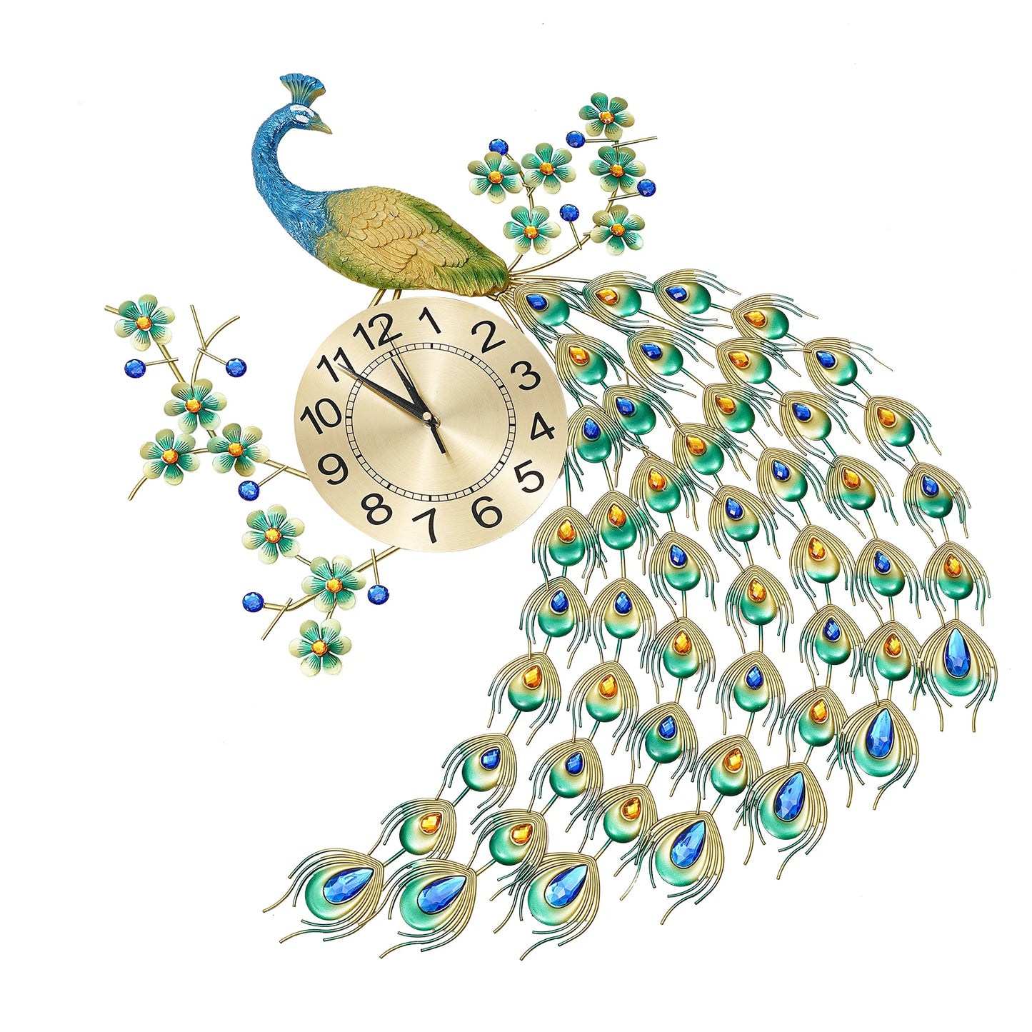 3D European Style Peacock Hanging Clock Wall-mounted