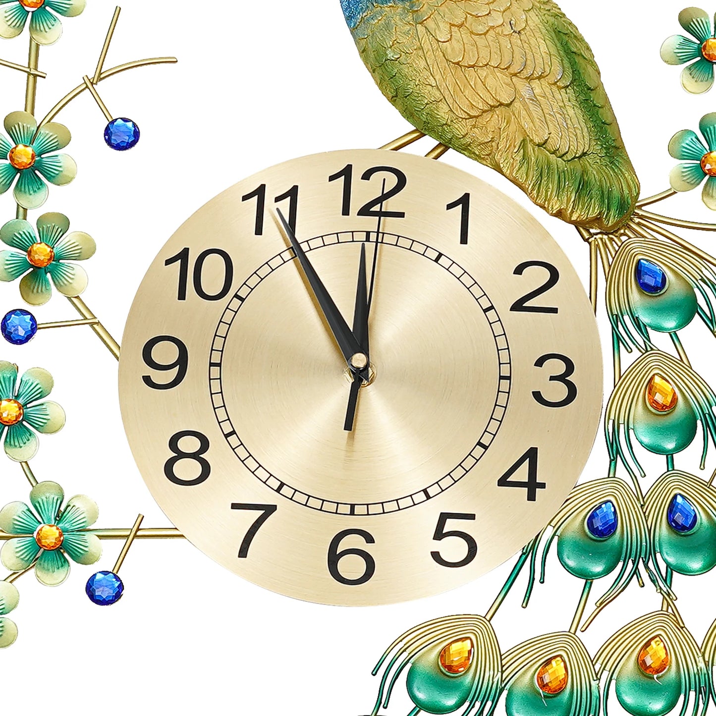 3D European Style Peacock Hanging Clock Wall-mounted