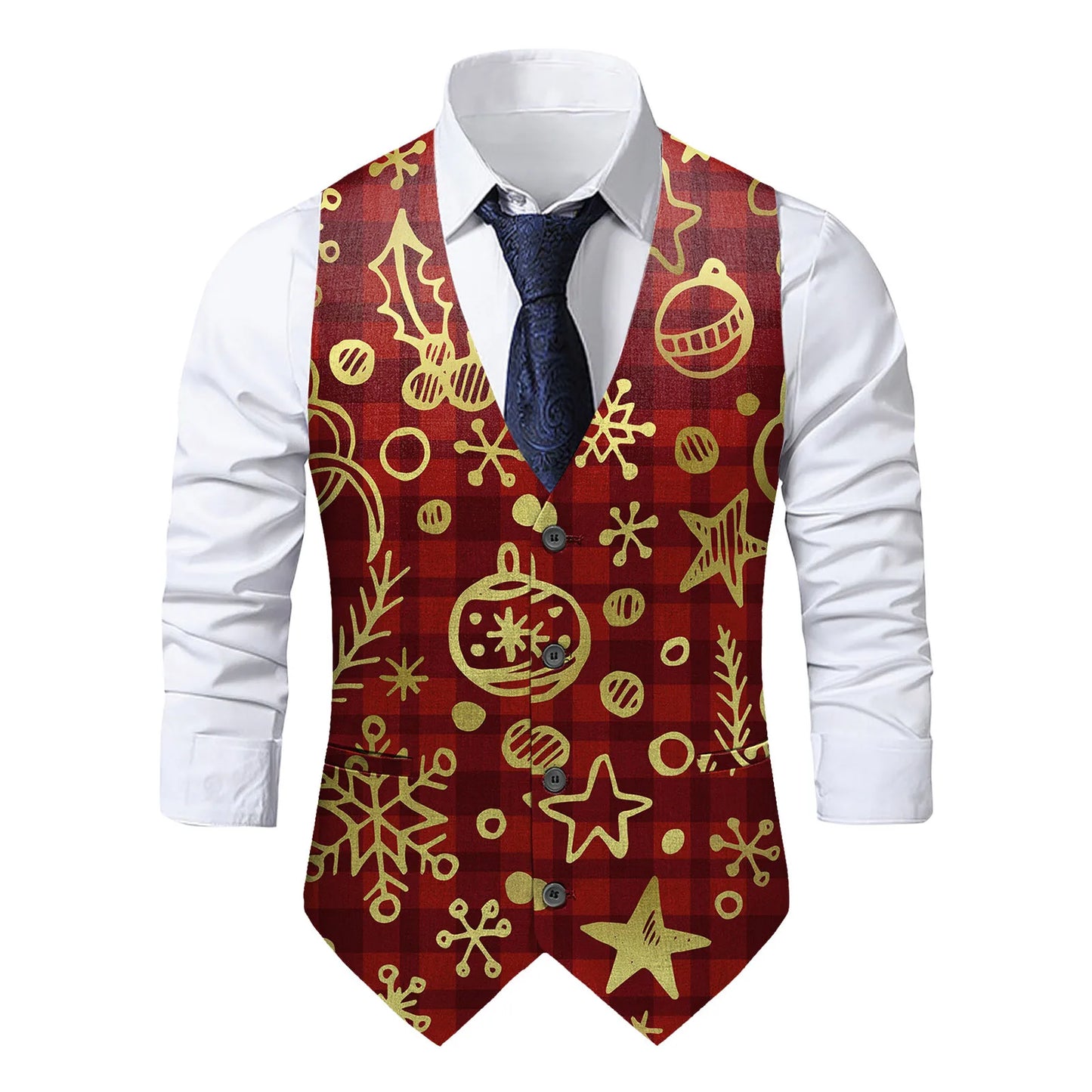 Christmas Theme Printed Men Suit Vest