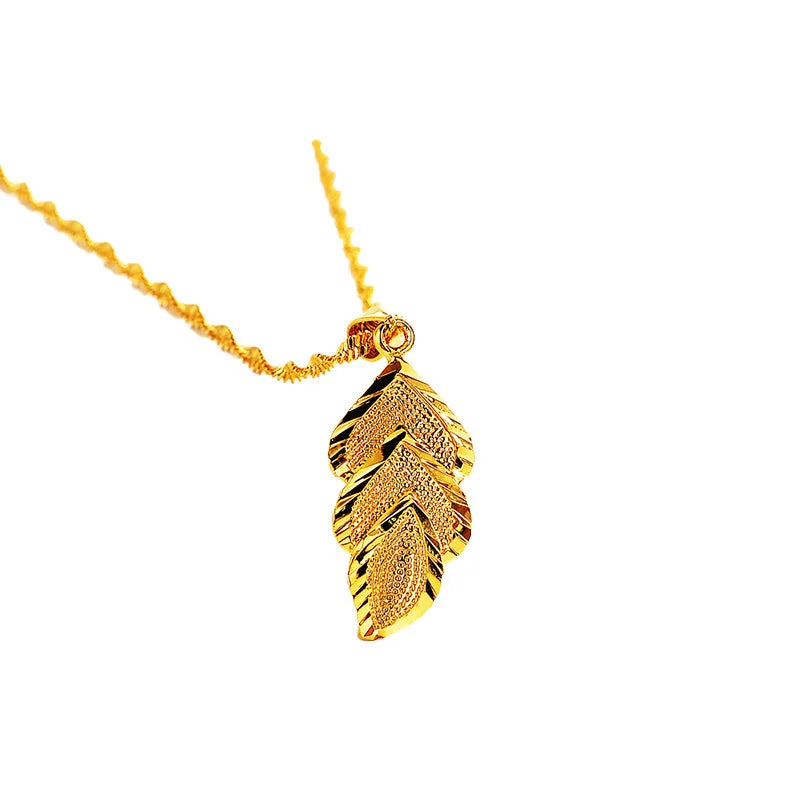 Boutique AU999 gold jewelry leaf pendant