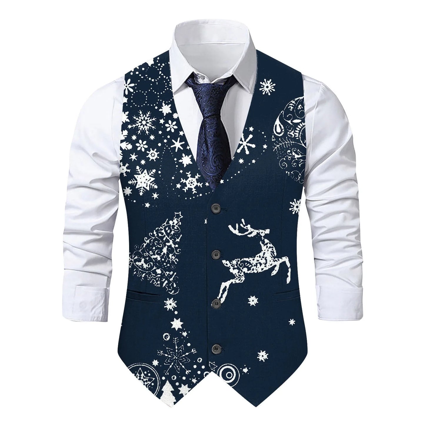 Christmas Theme Printed Men Suit Vest