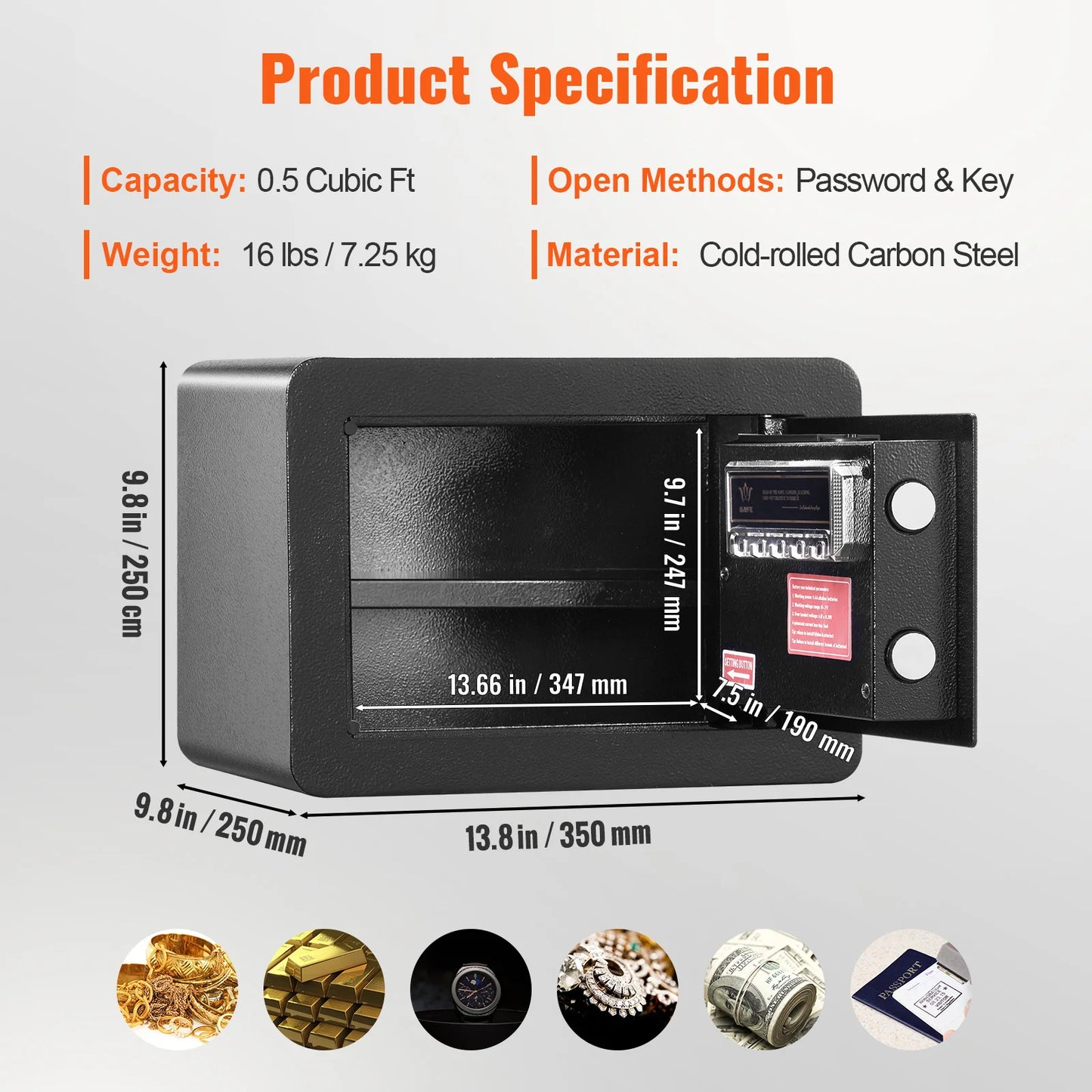 VEVOR 1.2/0.5 Cubbic Fit Electronic Safe Deposit Box