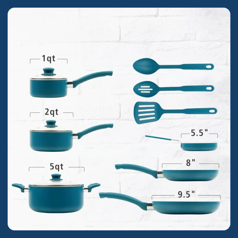 Ceramic aluminum 12-piece non-stick cookware set,