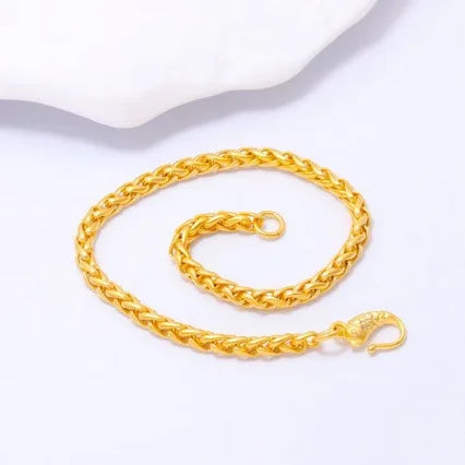 Boutique AU999 gold bracelet interlocking wheat ear bracelet 24K pure gold light luxury fashion all-match real gold hand jewelry