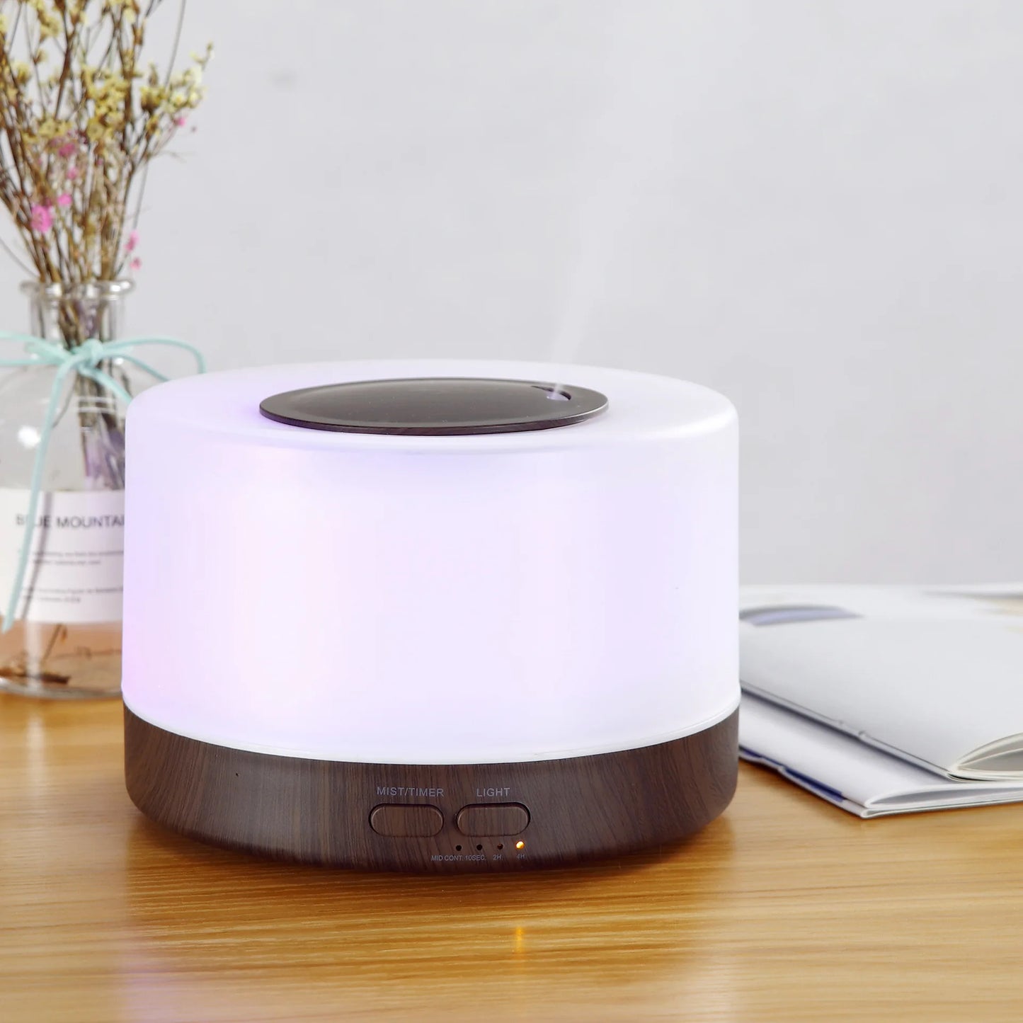 550ml Home Wood Grain Fragrance Machine Essential Oil Sprayer Ultrasonic Remote Control Air Purifier