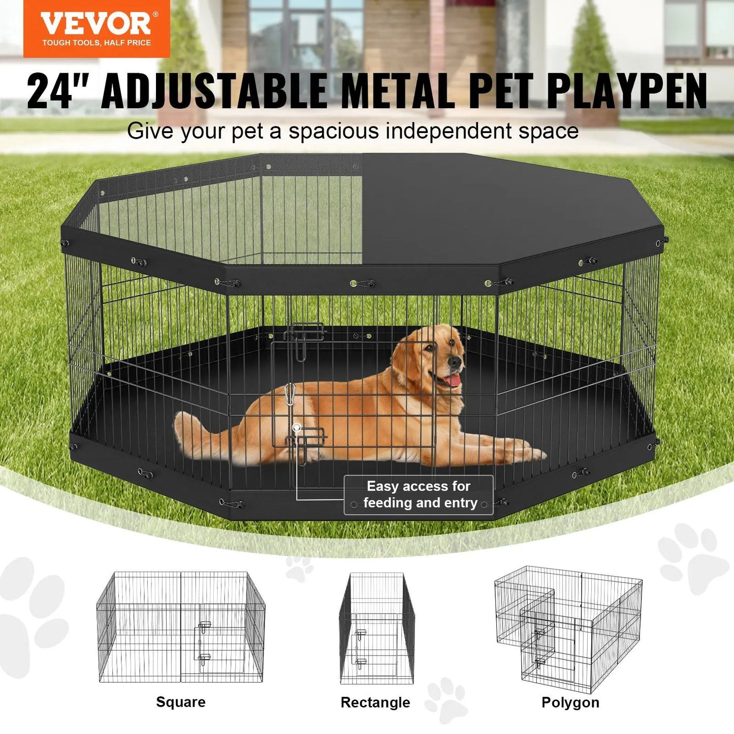 Dog Playpen, 8 Panels Foldable Dog Exercise Pen