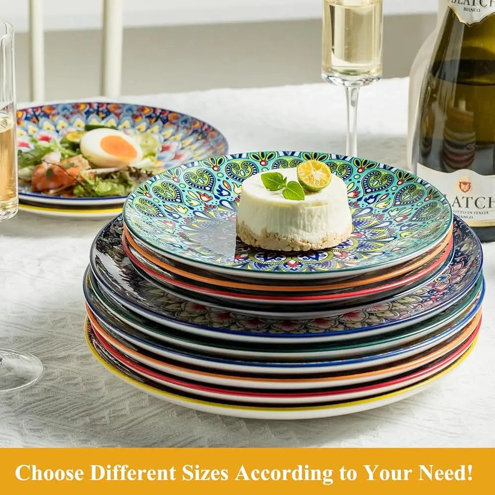 Bohemian Dinner Plates Set of 6 Large Porcelain