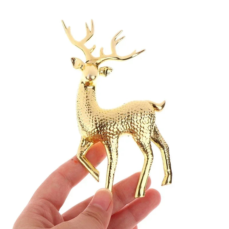 Gold Deer Statue Reindeer Figurines Plastic Elk Sculpture