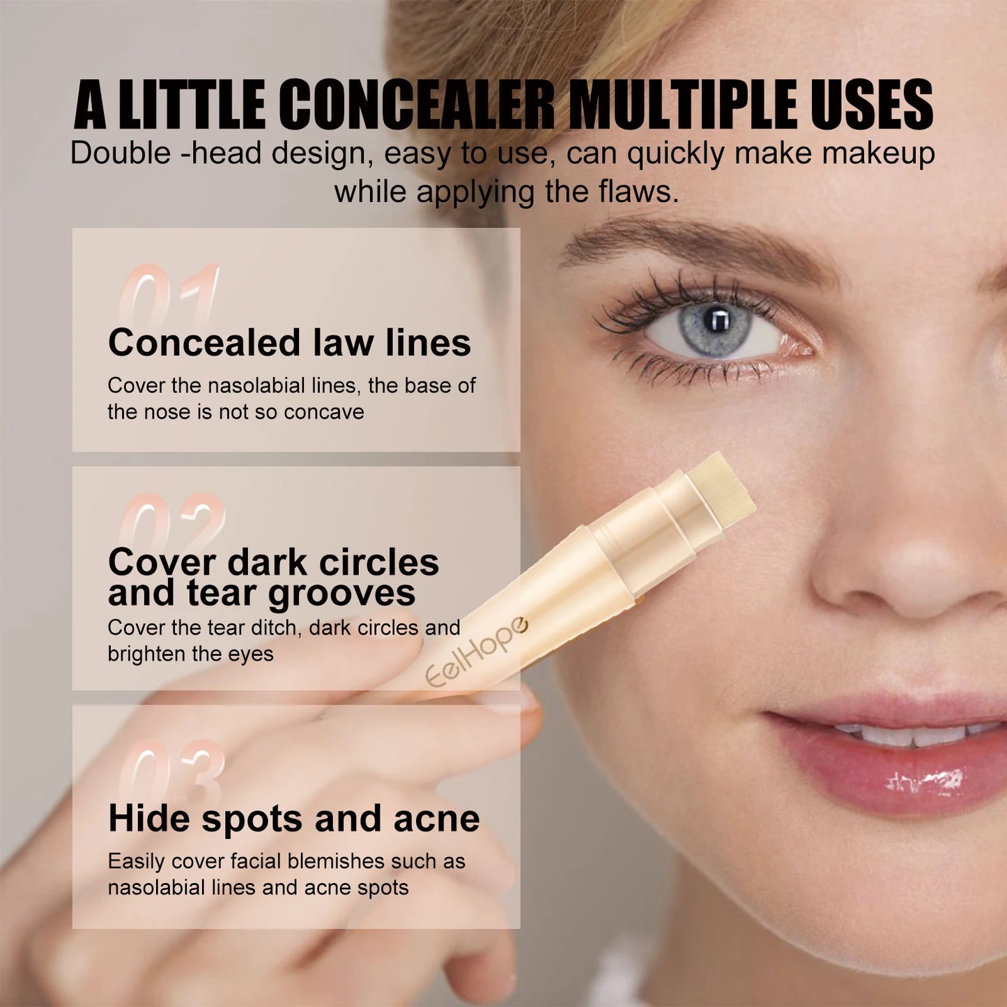 EELHOE Double Head Concealer Cover Acne Spot Highlighter