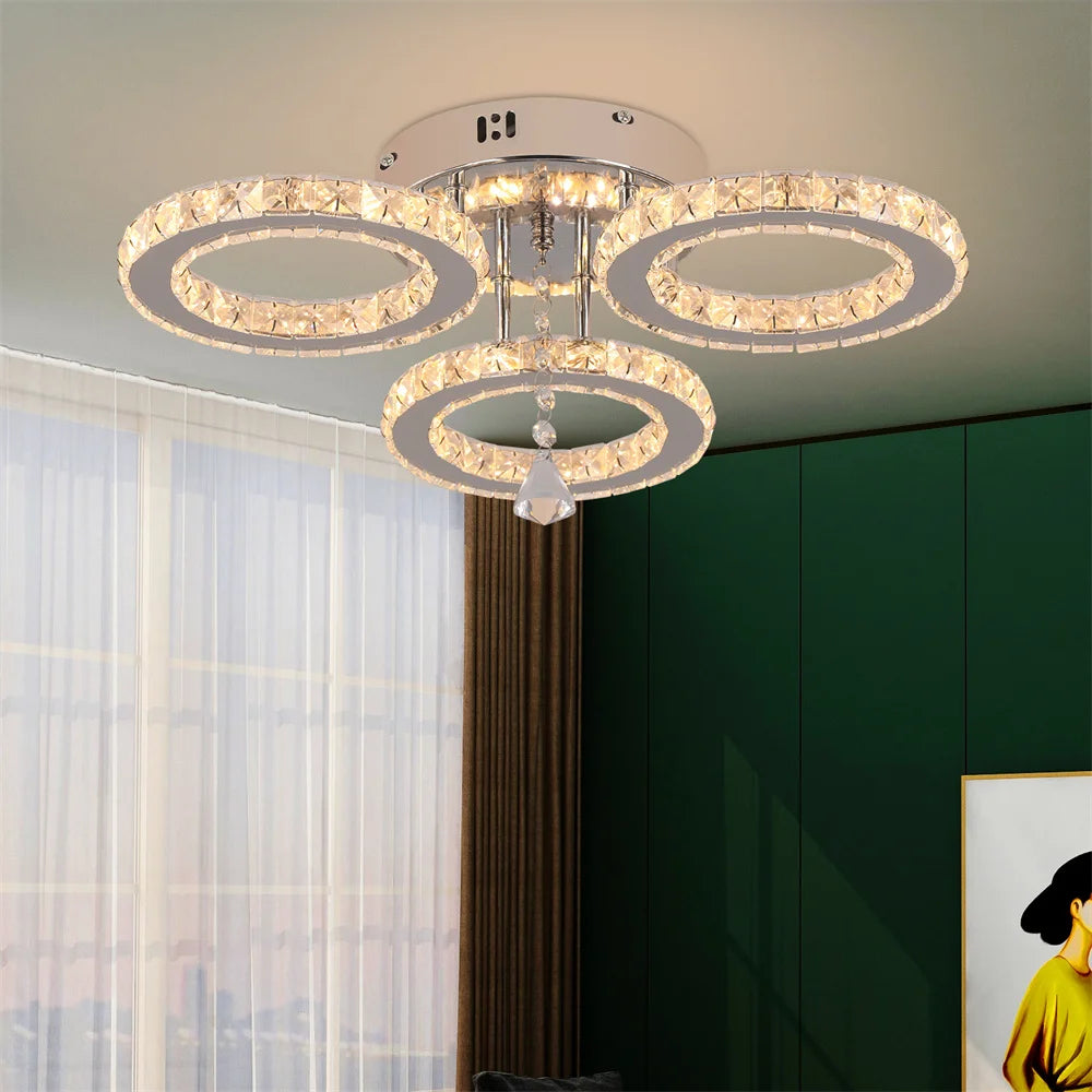 Modern Crystal Chandelier with Ceiling Light