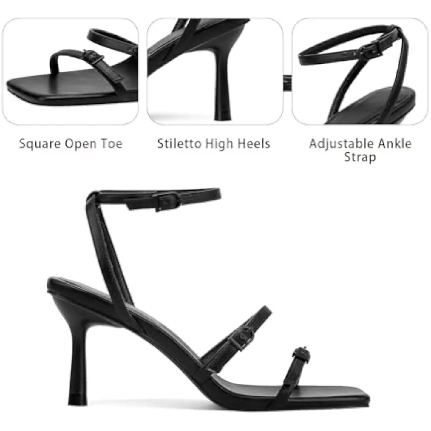 Elegant Black Strappy Sandals for Women