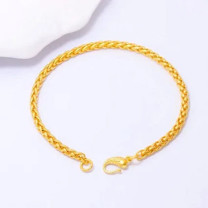Boutique AU999 gold bracelet interlocking wheat ear bracelet 24K pure gold light luxury fashion all-match real gold hand jewelry