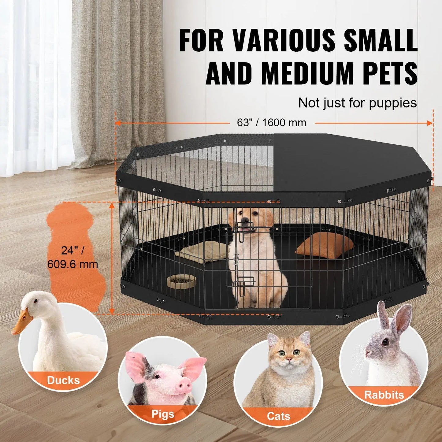 Dog Playpen, 8 Panels Foldable Dog Exercise Pen