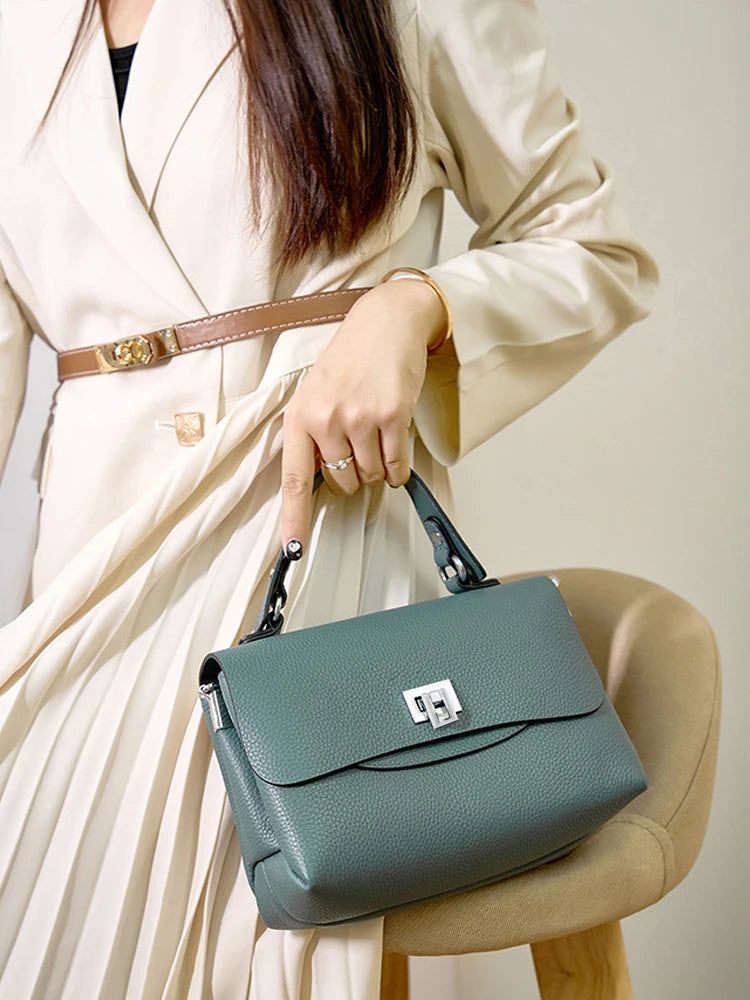 Zency Genuine Leather Top-handle Bag For Women