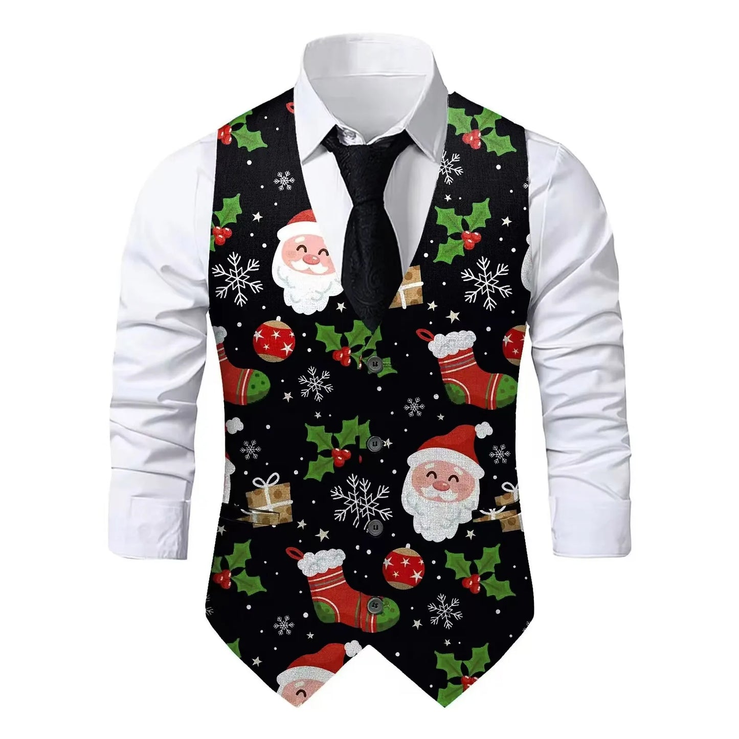 Christmas Theme Printed Men Suit Vest