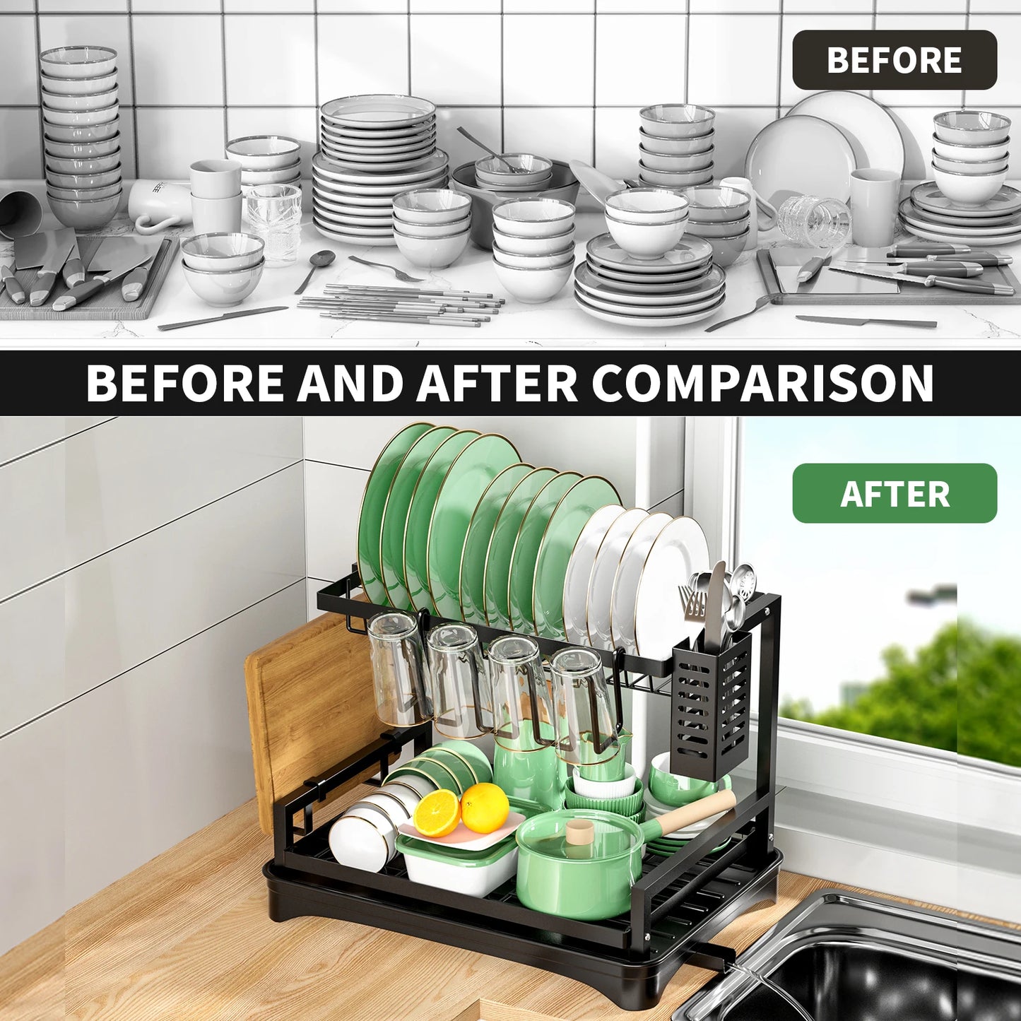 1pc,2 Tier,Dish Drying Rack