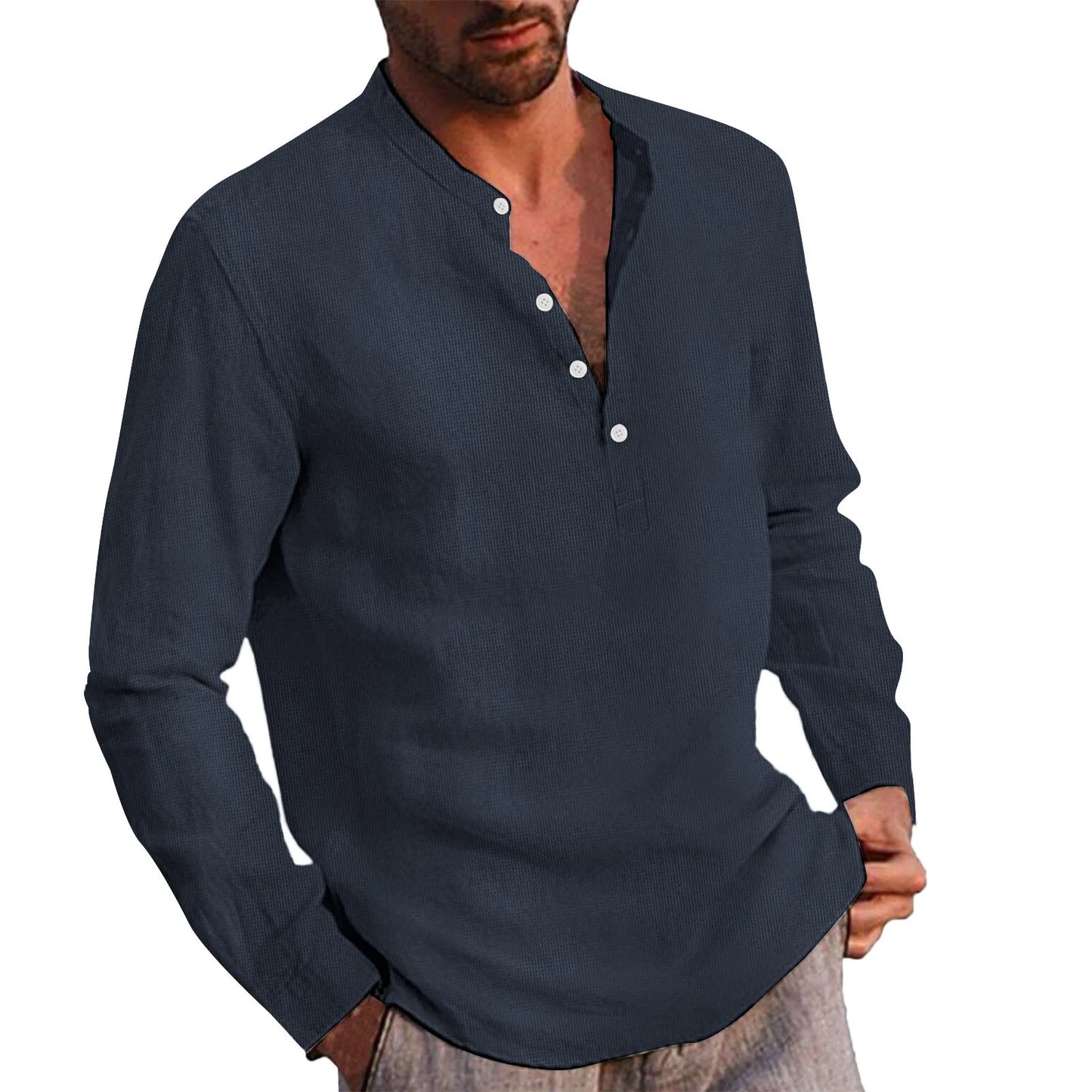 2025 New Spring Autumn Men Waffle Shirt